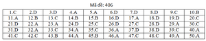 Đáp án mã đề 406 môn tiếng Anh thi THPT Quốc gia 2019 của Bộ GD&ĐT