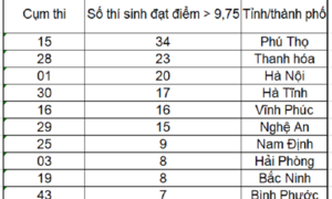 Top các tỉnh có thí sinh đạt điểm trên 9,75 môn tiếng Anh THPT Quốc gia 2019