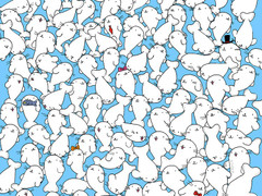 Hầu hết người chơi bỏ cuộc trong thử thách tìm viên kẹo bông ẩn nấp giữa bầy hải cẩu