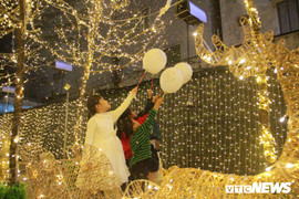 Ảnh: Khu vườn phủ trắng tuyết đẹp lung linh hút giới trẻ Huế trong đêm Giáng sinh