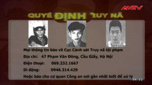 Lệnh truy nã tội phạm cực kỳ nguy hiểm ngày 10/11