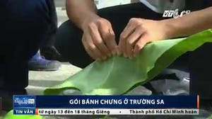 Độc đáo bánh chưng xanh gói bằng lá bàng vuông ở Trường Sa