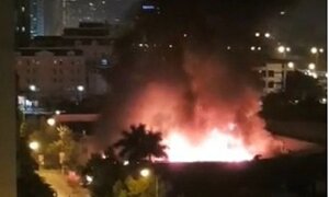 Cháy lớn gara ô tô sau tòa nhà KeangNam, Hà Nội