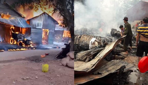 Cháy lớn thiêu rụi 6 ngôi nhà và kho hàng tại Lai Châu