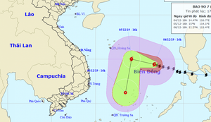Bão Kammuri cách quần đảo Trường Sa hơn 400km, giật cấp 12
