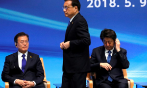 Tensions overshadow the South Korea-China-Japan meeting.