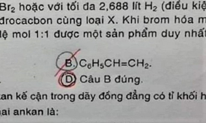 Tranh cãi gay gắt với câu hỏi 2 đáp án trong bài kiểm tra Hóa học ở Hải Dương