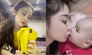 Cổ Lực Na Trát gây tranh cãi vì hôn cháu nhỏ với đôi môi đầy son