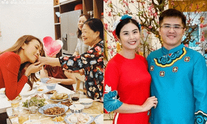 Mỹ Tâm biểu cảm đáng yêu khi được lì xì, Hoa hậu Ngọc Hân rạng rỡ bên bạn trai