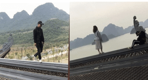 Nam thanh nữ tú trèo lên mái chùa Tam Chúc chụp ảnh 'sống ảo' gây phẫn nộ