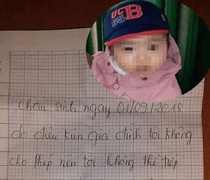 Bé gái 16 tháng tuổi ở Thái Bình bị bỏ rơi cùng bức tâm thư của 'người mẹ không tốt'