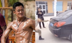 Ngô Kinh dùng ngón tay trỏ đẩy ô tô