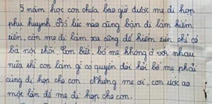 Rớt nước mắt với bức thư gửi mẹ ở xa của học sinh lớp 5