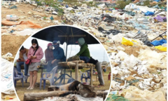 Cận cảnh bãi rác quá tải khiến dân đặt barie, dựng lều canh giữ