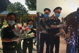 Video: Ấm áp những bông hoa thắm tình quân dân tại khu cách ly
