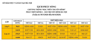 Lịch phát sóng các chương trình dạy học trên truyền hình cho học sinh Hà Nội