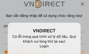 Công ty chứng khoán VNDirect gặp sự cố, nhà đầu tư không thể đặt lệnh mua, bán