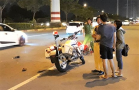 Uống rượu rồi lái xe bỏ chạy, tài xế xe máy tông chiến sĩ CSGT bị thương