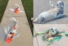 Mua vui cho hàng xóm mùa COVID-19 bằng loạt tranh 3D bằng phấn y như thật