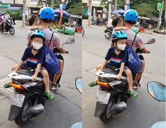 Dân mạng 'nổi điên' với người đàn ông đi xe kiểu đùa giỡn tính mạng 2 đứa trẻ