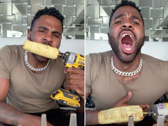 Ăn ngô bằng máy khoan, sao TikTok mẻ luôn 2 răng cửa