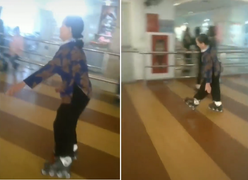 Cụ bà mải mê trượt patin khiến dân mạng phát hoảng