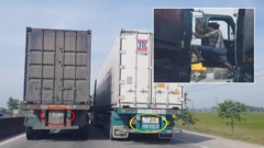 Clip: Hai tài xế container dàn hàng ngang dằn mặt nhau giữa đường
