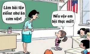 Phải ăn 30 bát cơm nếu nghe lời cô giáo
