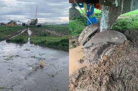 Máy bay Vietjet trượt khỏi đường băng, đáp trên cỏ