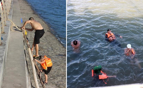 Phớt lờ cảnh báo nguy hiểm, dân Hạ Long vẫn bắc thang xuống tắm tại bãi tự phát 