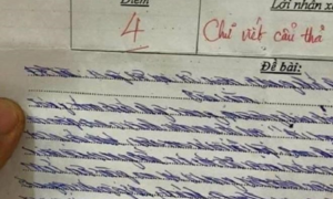 Dân mạng cười bò vì chữ viết như giun bò của nam sinh lớp 8