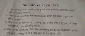 Nội quy lớp học khiến học sinh hết hồn