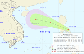 Vùng áp thấp đang di chuyển vào Biển Đông
