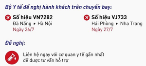Những người trên 2 chuyến bay sau cần liên hệ ngay cơ quan y tế 