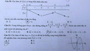 Đề môn Toán kỳ thi tốt nghiệp THPT 2020