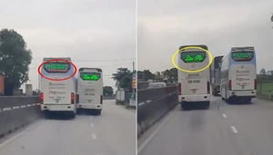 Kinh hãi xe khách chèn ép nhau trên quốc lộ 1A: CSGT Thanh Hóa lên tiếng