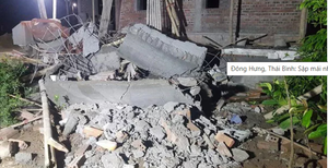 Sập mái nhà đang thi công ở Thái Bình, 4 người thương vong
