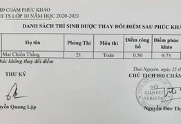 Tăng 9,25 điểm sau phúc khảo, nam sinh Thái Nguyên từ trượt thành đỗ lớp 10
