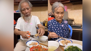 Clip: Cụ ông tuổi 80 bữa cơm nào cũng cắt thịt cho vợ ăn