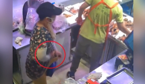 Bi hài clip nữ khách hàng giấu cả con vịt quay vào quần rồi bỏ trốn