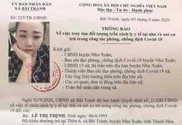 Truy tìm người phụ nữ rời khỏi nơi cư trú khi đang cách ly y tế 