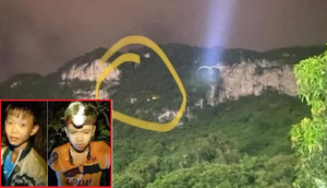 Rọi đèn sân vận động, giải cứu 2 nam sinh Thái Nguyên mắc kẹt trên núi