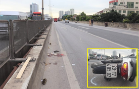 Đi xe máy lên đường vành đai 3 trên cao, cô gái gặp tai nạn