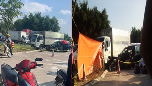 Xe con đấu đầu xe tải, 5 người trong một gia đình thương vong