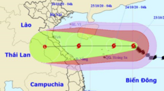 Bão số 8 cách Hoàng Sa 320 km, hướng vào Hà Tĩnh-Quảng Trị và liên tục giảm cấp