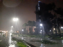 4h ngày 28/10, bão số 9 đang đi rất nhanh, Quảng Ngãi, Bình Định mưa to, gió lớn