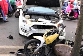Tài xế đạp nhầm chân ga, ô tô tông chiến sĩ cảnh sát trọng thương