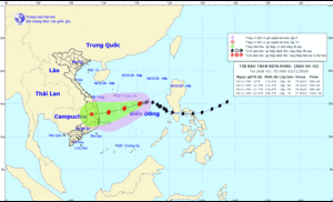 Bão số 10 giật cấp 10 hướng vào Quảng Ngãi - Khánh Hòa