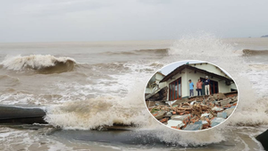 Ảnh: Sóng đánh tan hoang bờ biển Hội An, nhiều nhà dân, nhà hàng đổ sập