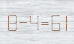 Di chuyển 2 que diêm để phép toán 8 - 4 = 61 thành đúng